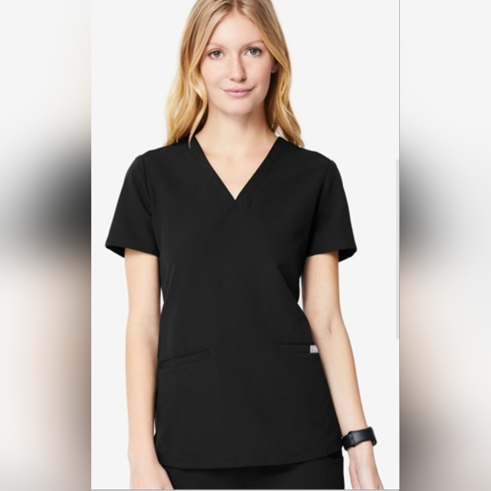FIGS Technical Collection Women's Charcoal V-Neck Scrub Top Size Large
